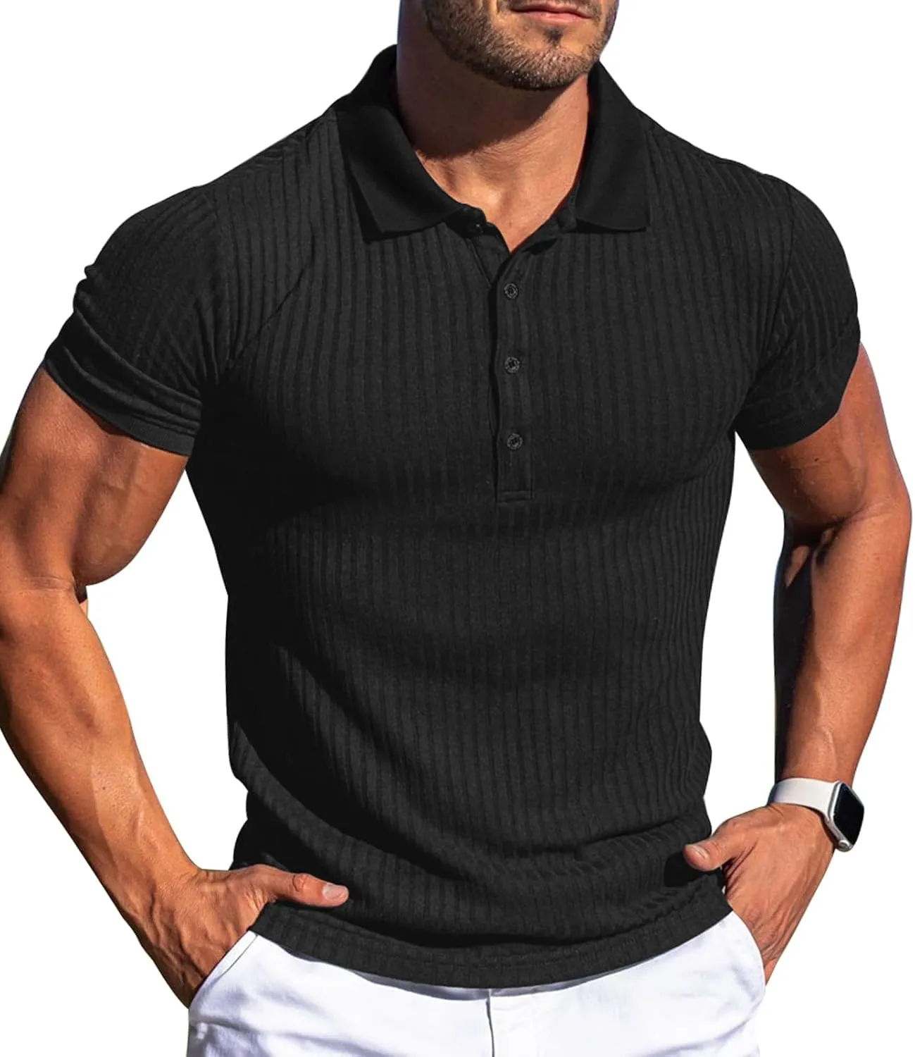 Askdeer Men's Polo Shirts Long/Short Sleeve Slim Fit Casual Shirts Classic Stretch Polo T Shirt Golf Shirts