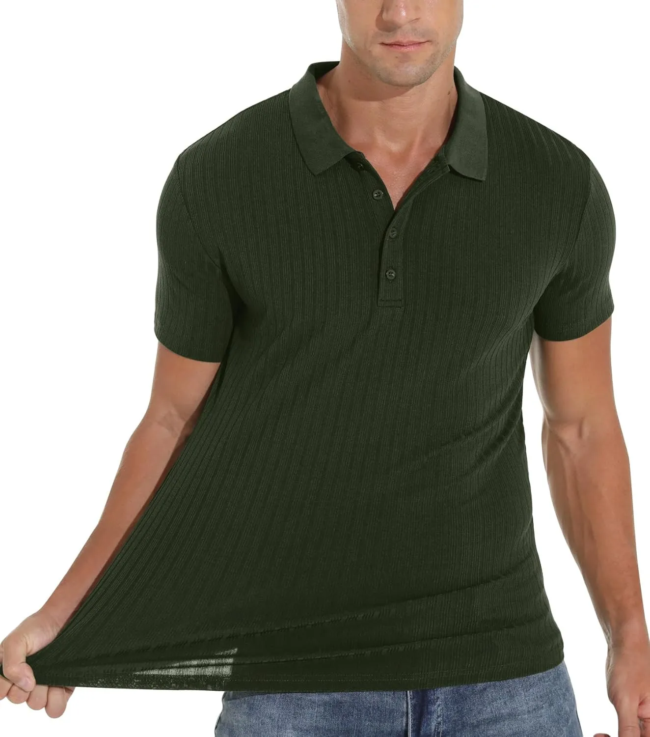 Askdeer Men's Polo Shirts Long/Short Sleeve Slim Fit Casual Shirts Classic Stretch Polo T Shirt Golf Shirts