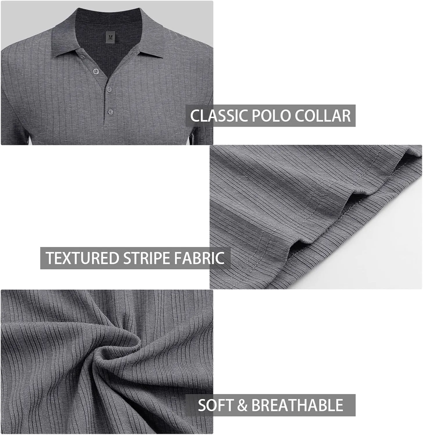 Askdeer Men's Polo Shirts Long/Short Sleeve Slim Fit Casual Shirts Classic Stretch Polo T Shirt Golf Shirts