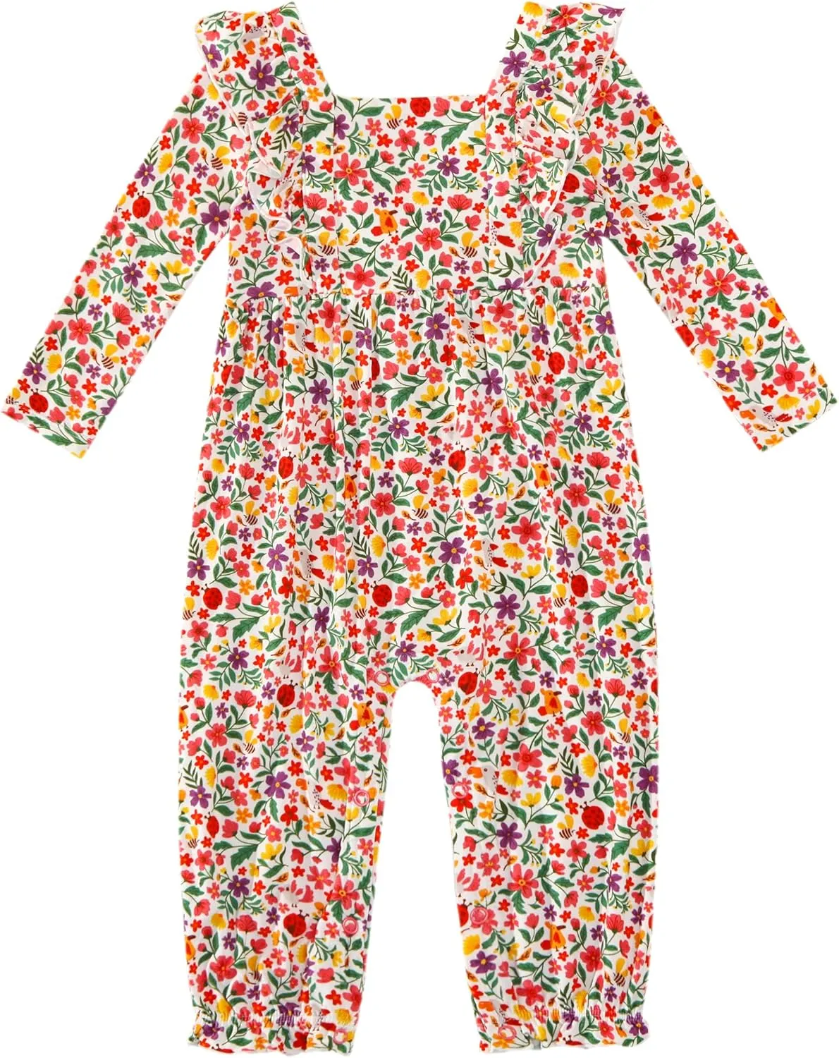 Baby Girls Rompers-Viscose Made from Bamboo,Long Sleeve Ruffle Bodysuit Zipper Clothes Infant Outfits for Girl