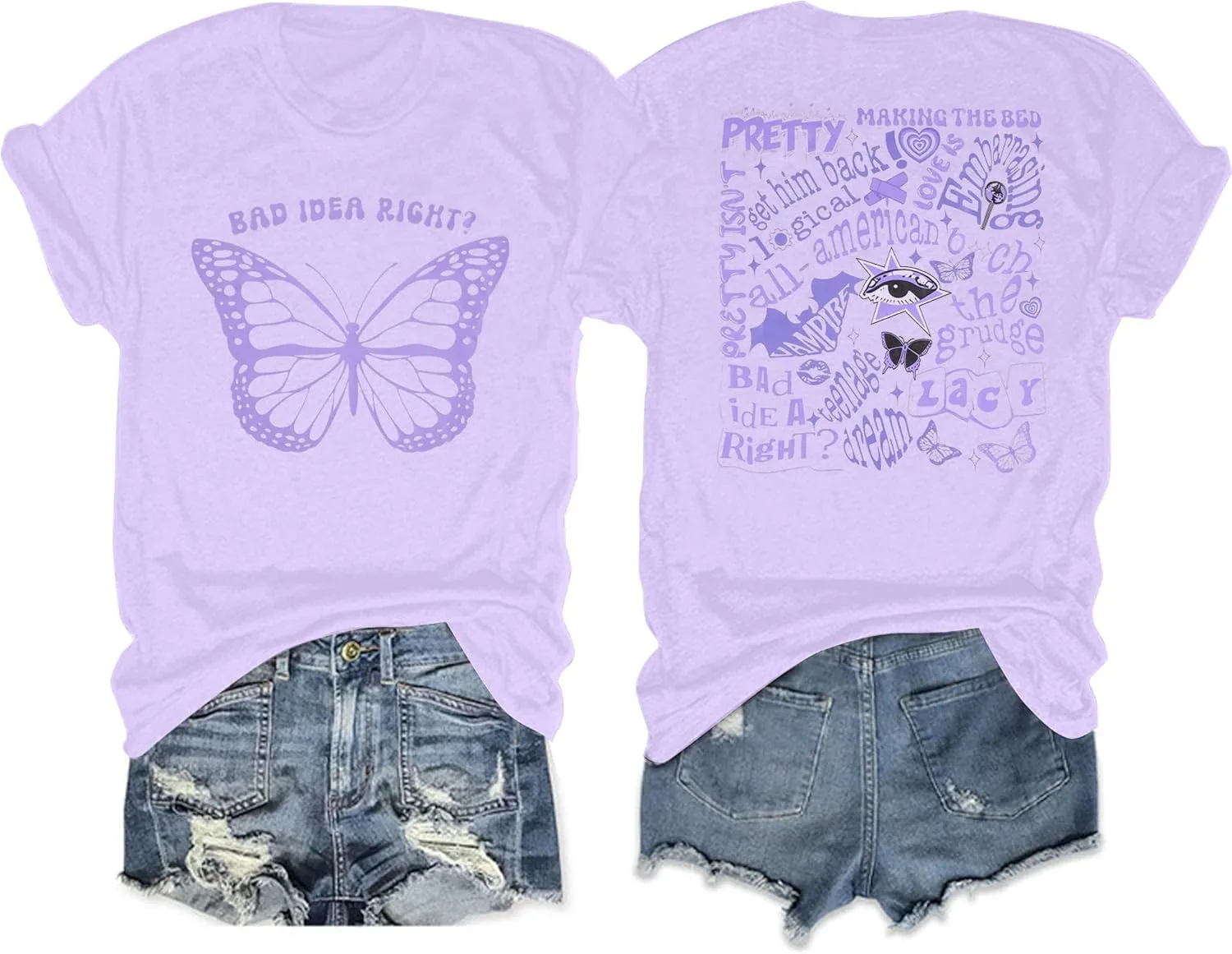 Bad Idea Right Shirts Women Vintage Album T Shirts Music Merch Tee Tops Concert Tour Shirts Funny Music Shirt