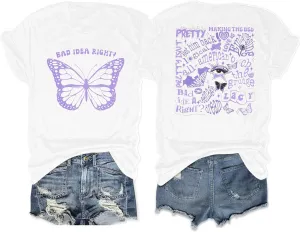 Bad Idea Right Shirts Women Vintage Album T Shirts Music Merch Tee Tops Concert Tour Shirts Funny Music Shirt