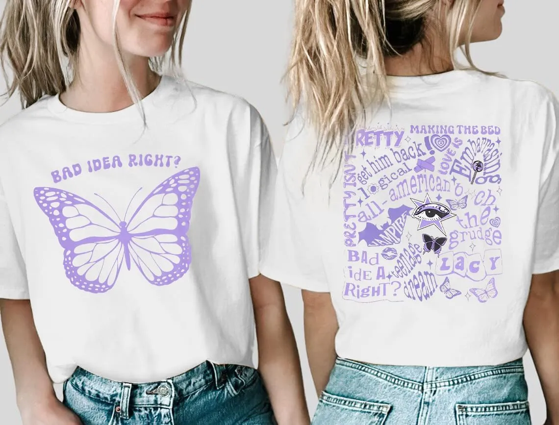 Bad Idea Right Shirts Women Vintage Album T Shirts Music Merch Tee Tops Concert Tour Shirts Funny Music Shirt