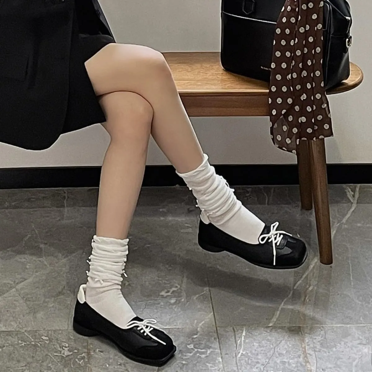Ballet Flat Loafers Shoes - Women's Bowtie Comfortable Shoes, Lightweight Breathable Skate-Inspired Sneakers for Casual Wear Vintage Fashion Sneakers