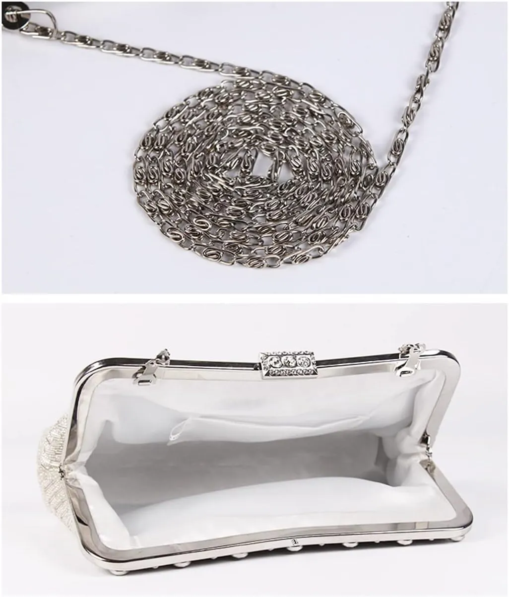 Beaded Sequin Design Flower Evening Bag Purse Large Clutch Bag