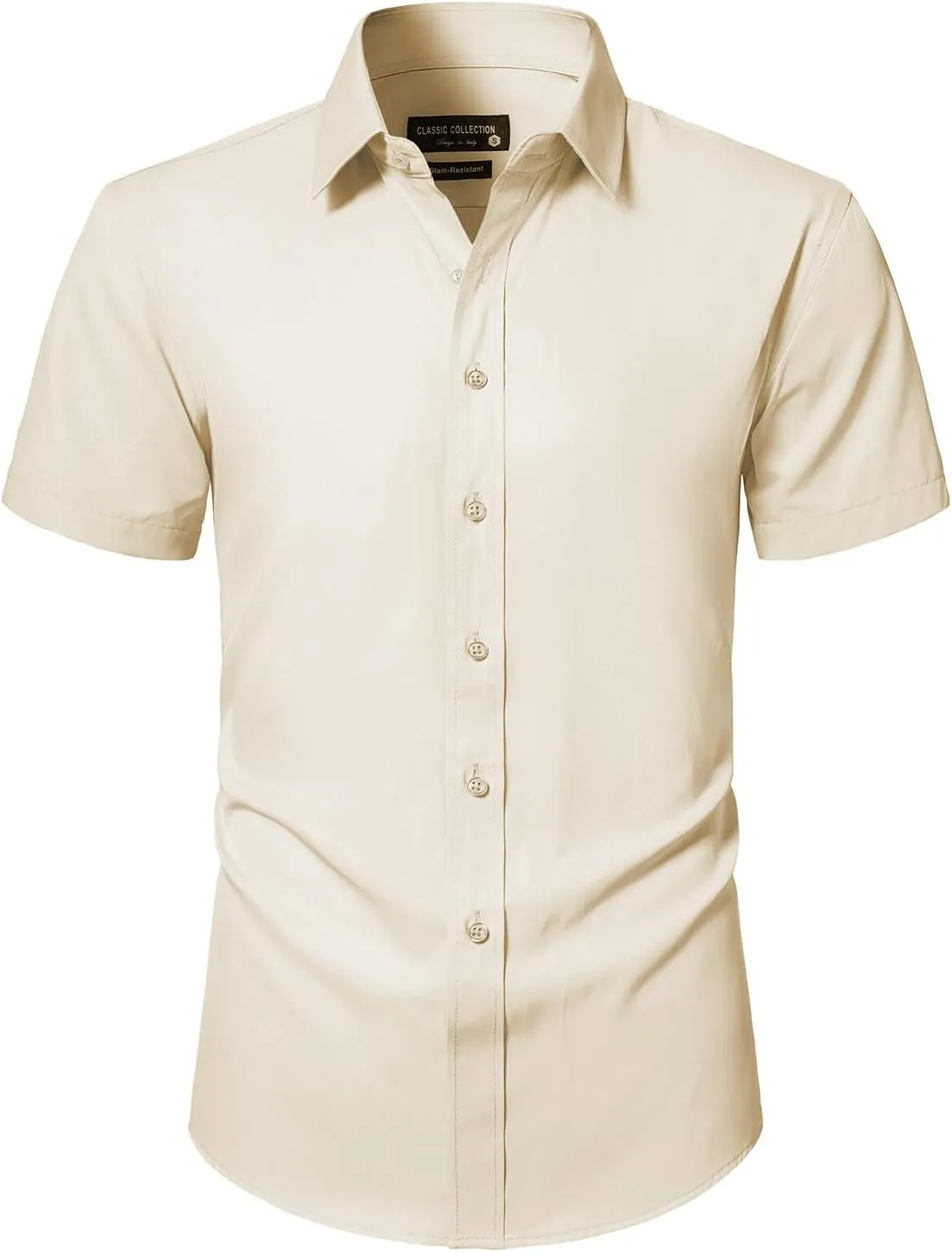 BEILU Men's Stain Shield Short Sleeve Slim Fit Formal Dress Shirts Business Casual Button Down Shirts