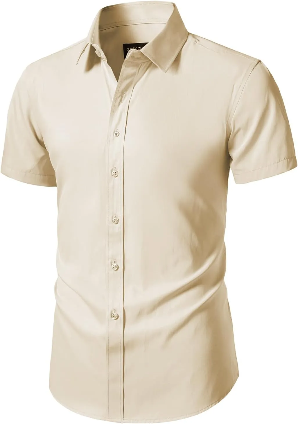 BEILU Men's Stain Shield Short Sleeve Slim Fit Formal Dress Shirts Business Casual Button Down Shirts