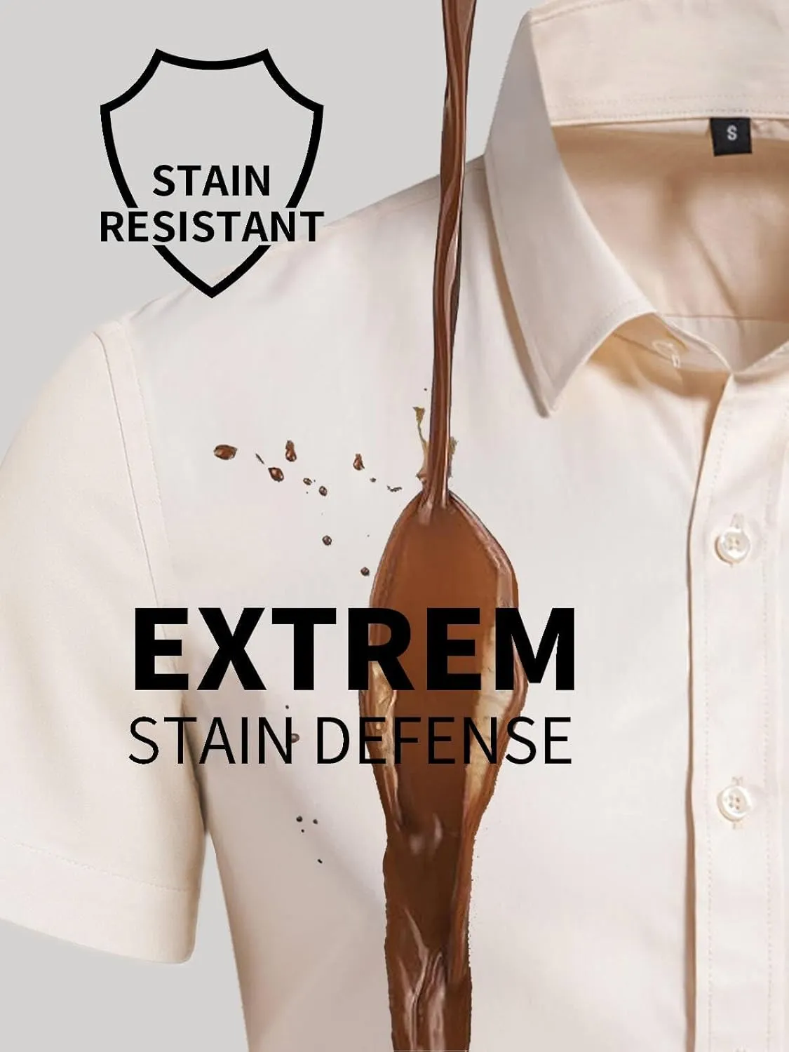 BEILU Men's Stain Shield Short Sleeve Slim Fit Formal Dress Shirts Business Casual Button Down Shirts