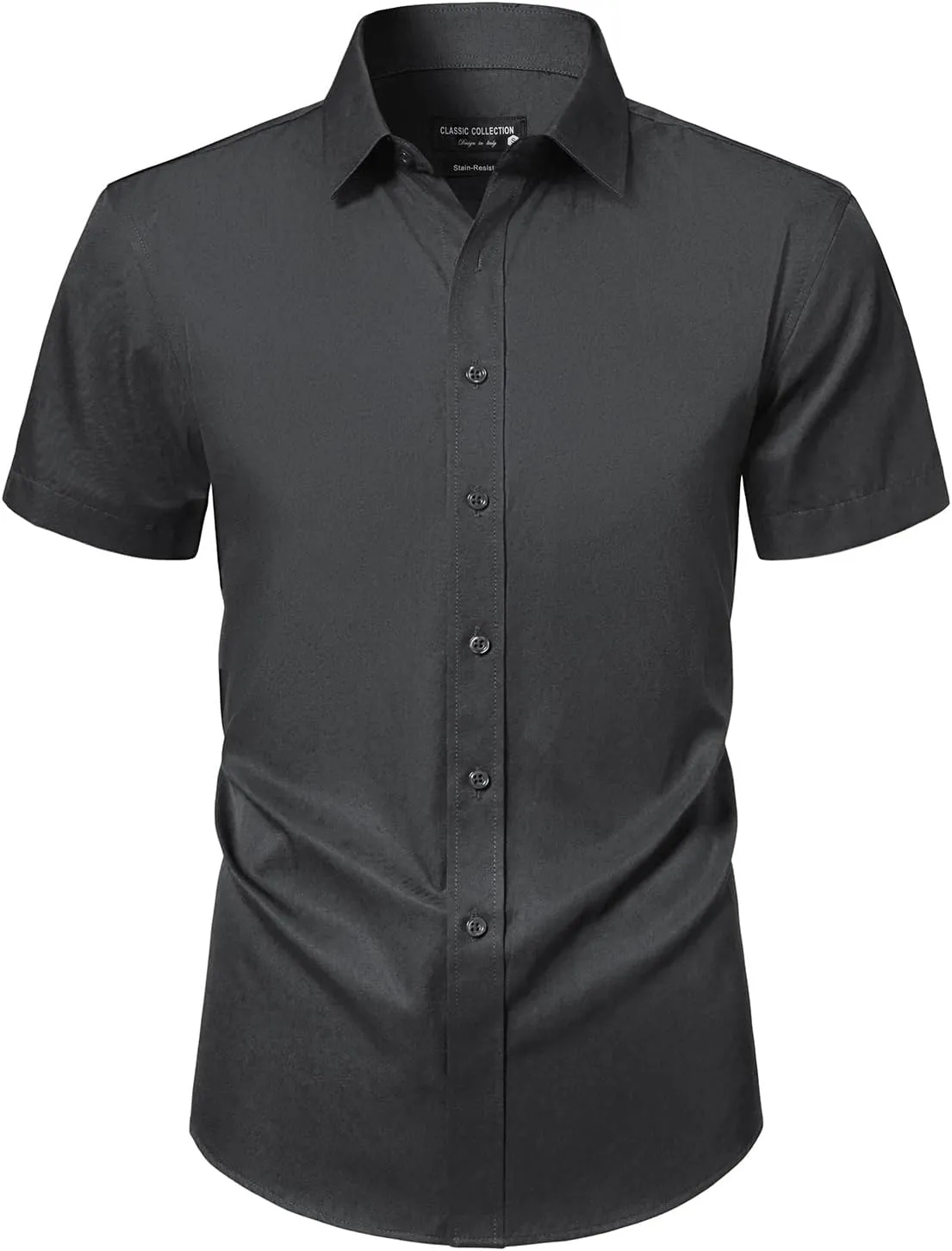 BEILU Men's Stain Shield Short Sleeve Slim Fit Formal Dress Shirts Business Casual Button Down Shirts