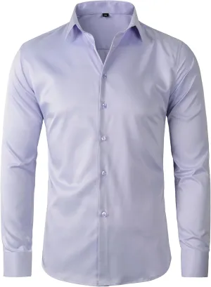 Beninos Men's Dress Shirts Slim Fit Solid Long Sleeve Casual Button Down Shirts