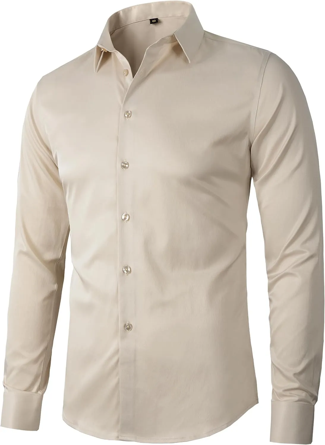 Beninos Men's Dress Shirts Slim Fit Solid Long Sleeve Casual Button Down Shirts