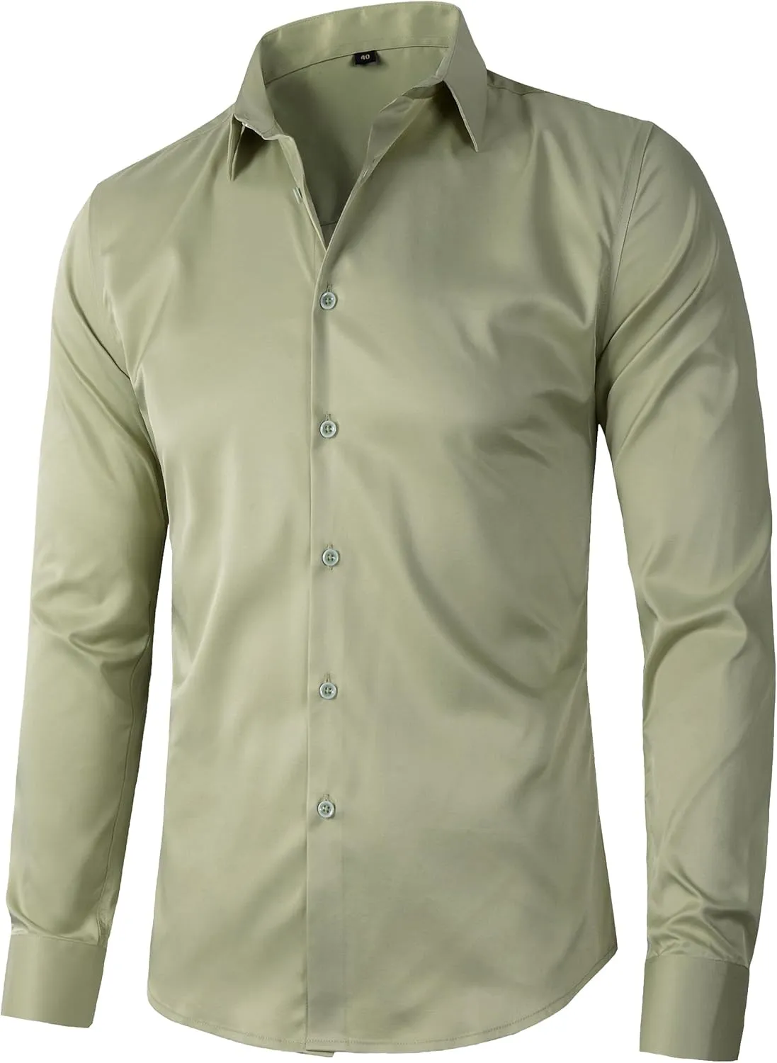 Beninos Men's Dress Shirts Slim Fit Solid Long Sleeve Casual Button Down Shirts