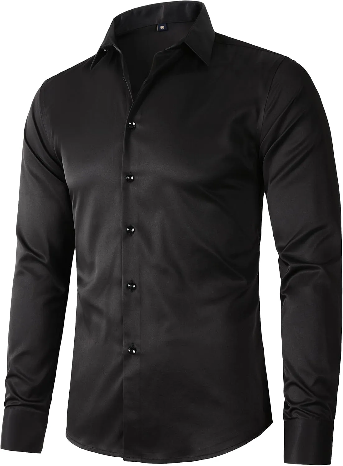 Beninos Men's Dress Shirts Slim Fit Solid Long Sleeve Casual Button Down Shirts