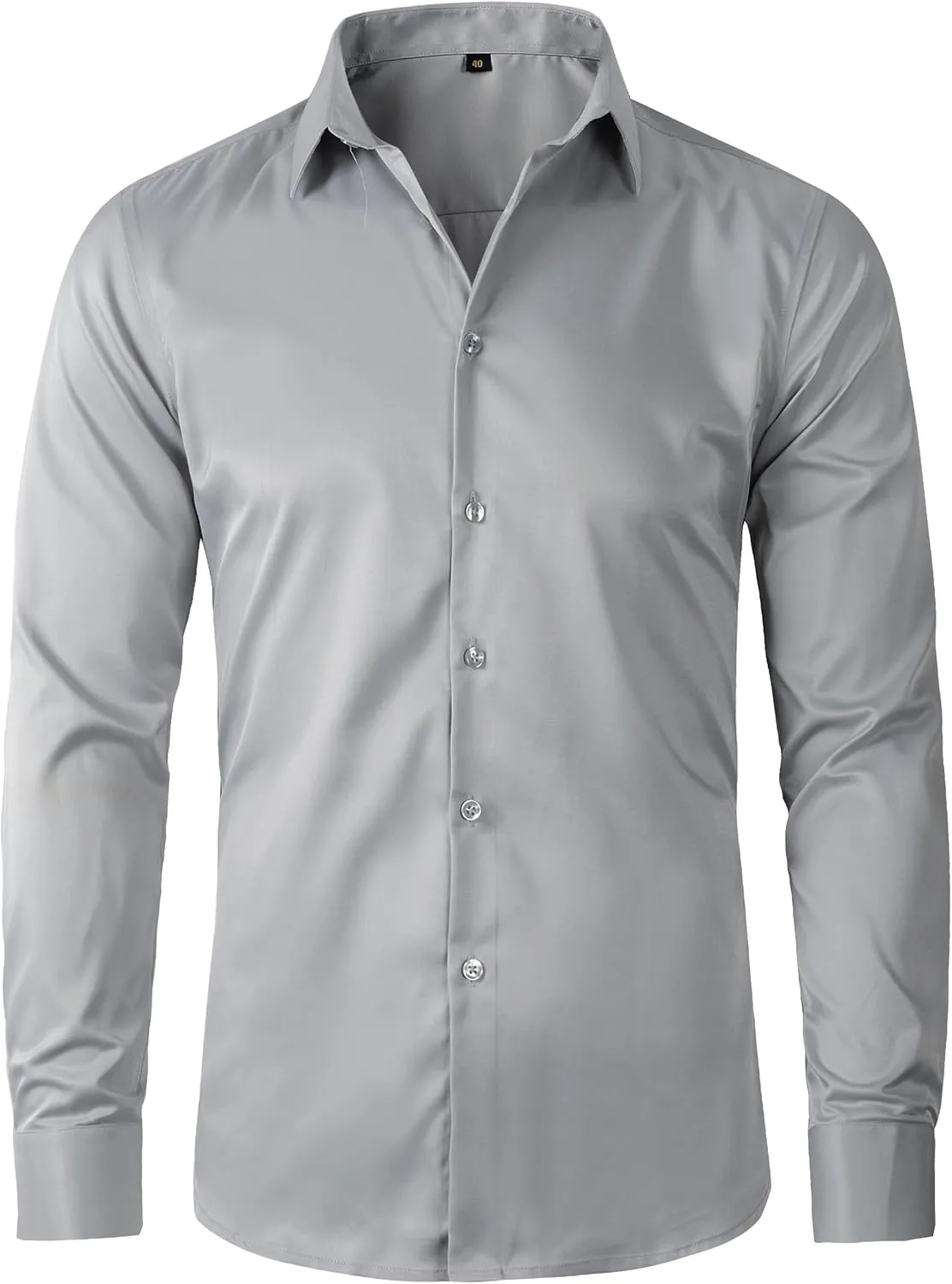 Beninos Men's Dress Shirts Slim Fit Solid Long Sleeve Casual Button Down Shirts