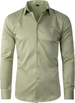 Beninos Men's Dress Shirts Slim Fit Solid Long Sleeve Casual Button Down Shirts