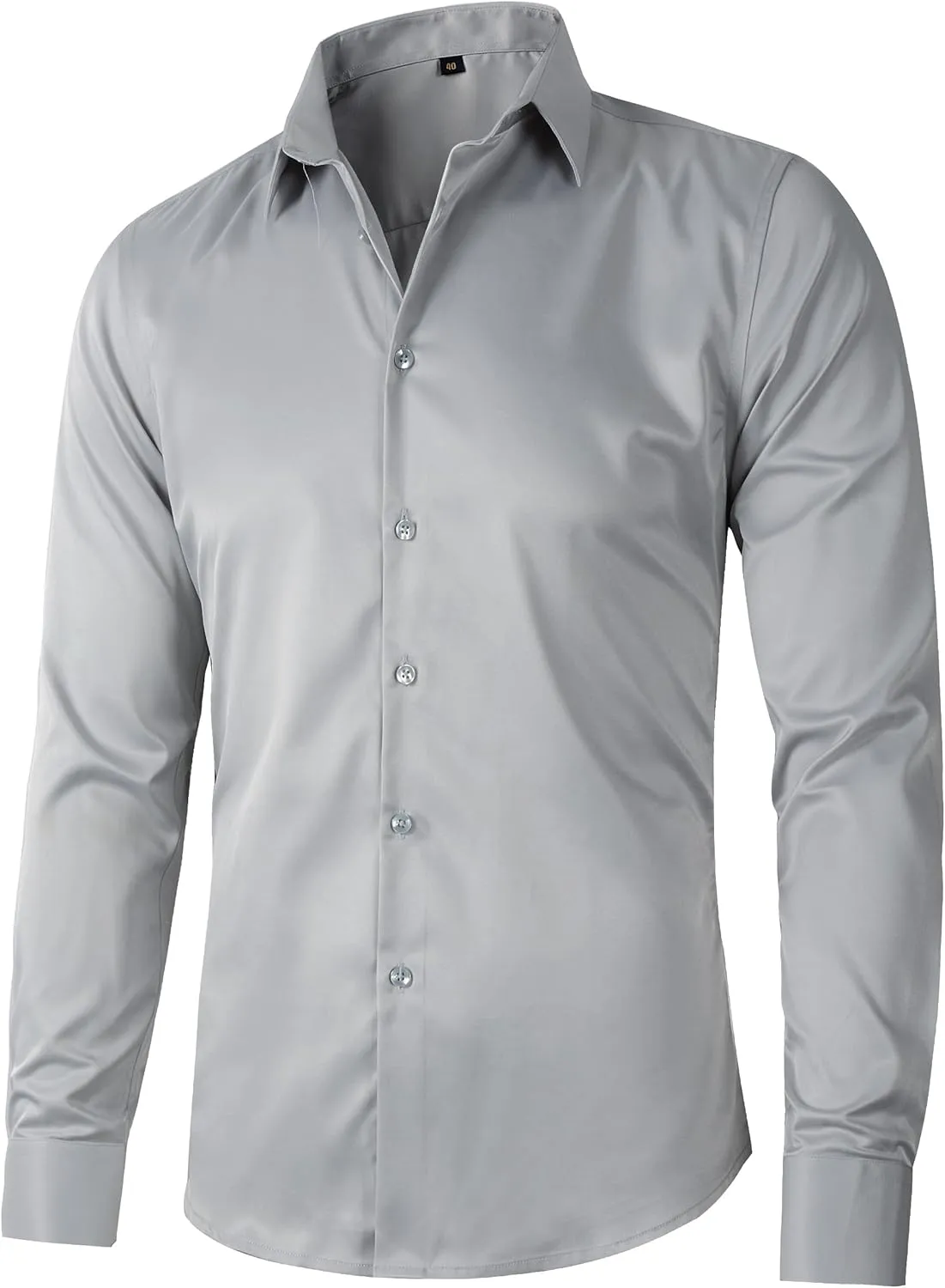 Beninos Men's Dress Shirts Slim Fit Solid Long Sleeve Casual Button Down Shirts