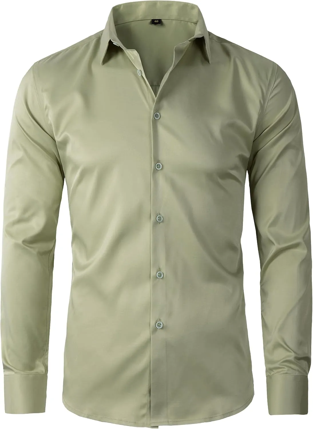 Beninos Men's Dress Shirts Slim Fit Solid Long Sleeve Casual Button Down Shirts