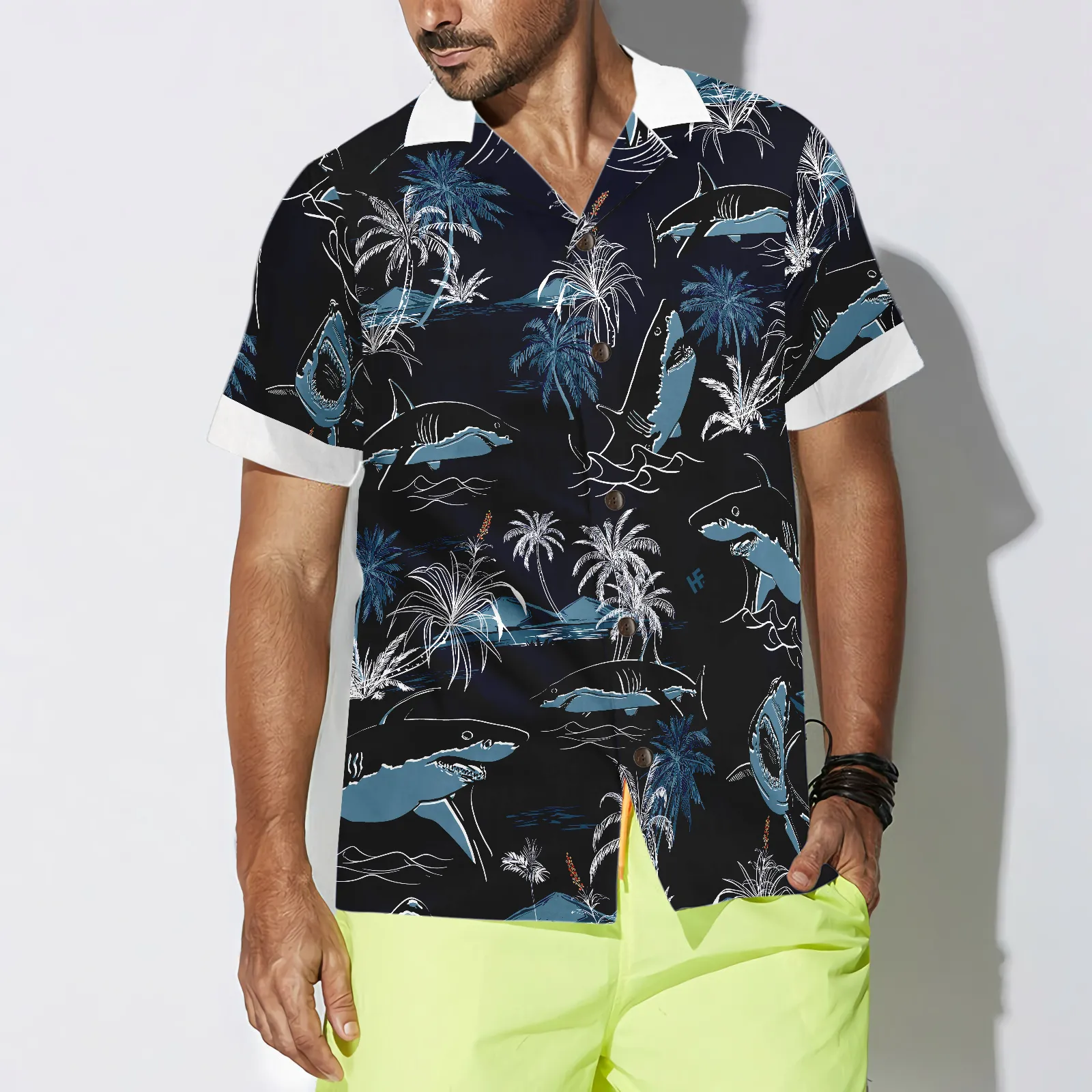 Bite People Hail Satan Shark Hawaiian Shirt