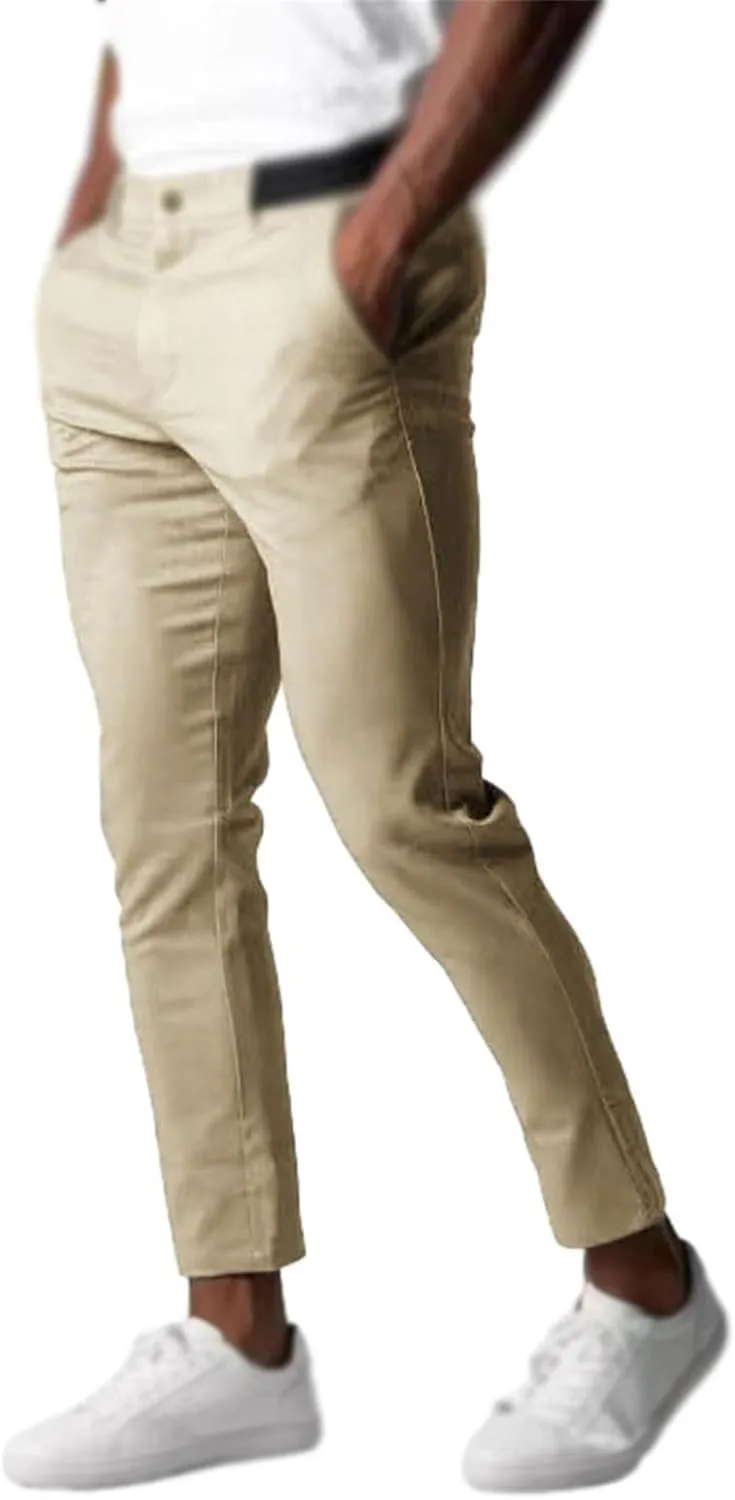 Bizgent Pants, Men's Skinny Fit Stretch Pant, Men's Chinos, Elastic Slim fit Pants Casual Pants