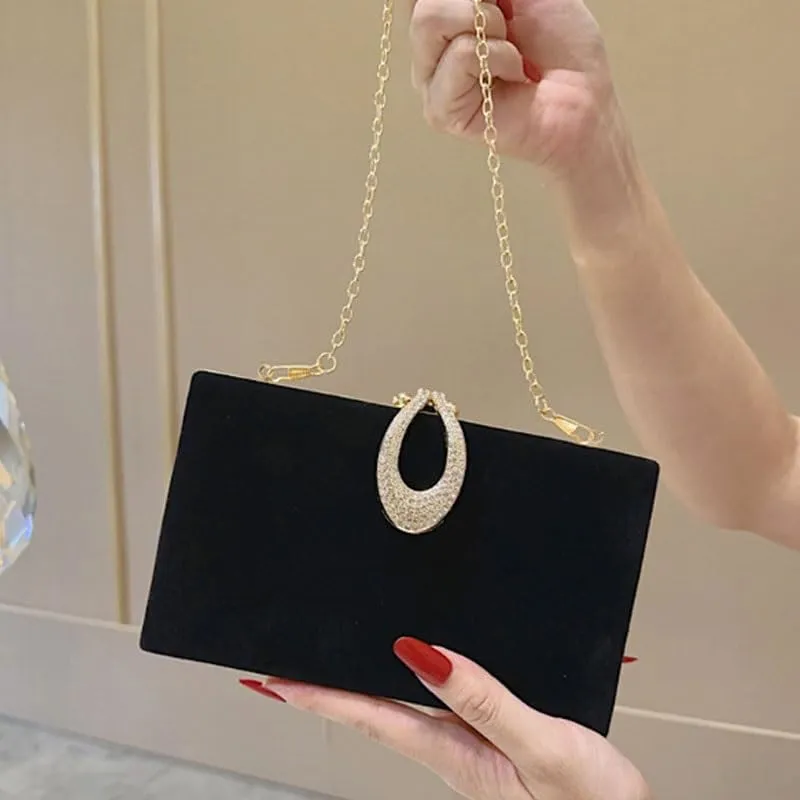 Black Velvet Evening Bag Womens Versatile Clutch Purses