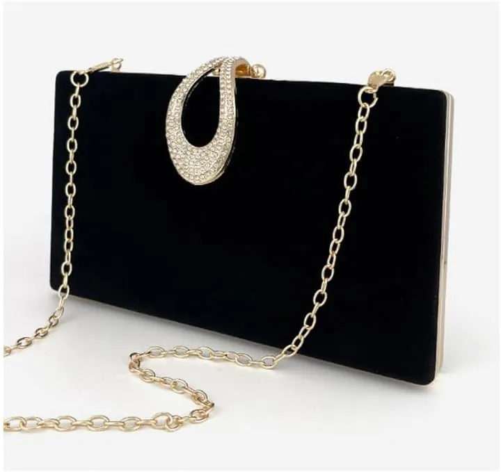 Black Velvet Evening Bag Womens Versatile Clutch Purses