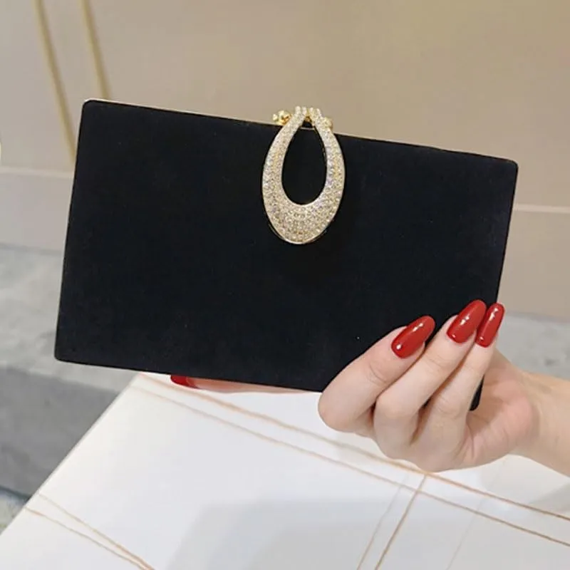 Black Velvet Evening Bag Womens Versatile Clutch Purses