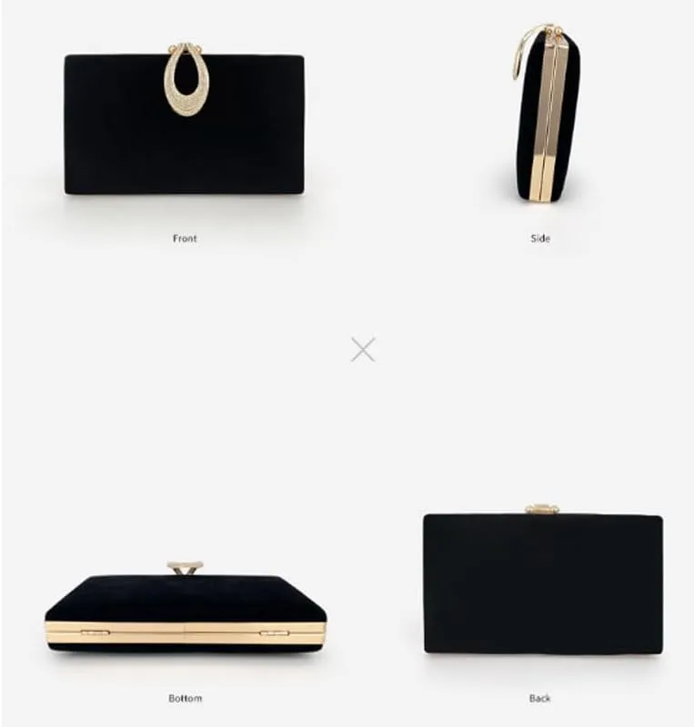 Black Velvet Evening Bag Womens Versatile Clutch Purses