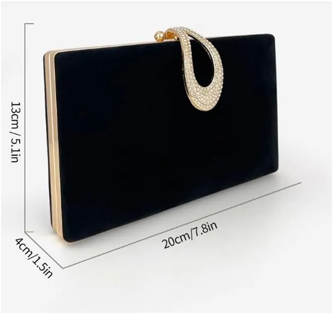 Black Velvet Evening Bag Womens Versatile Clutch Purses