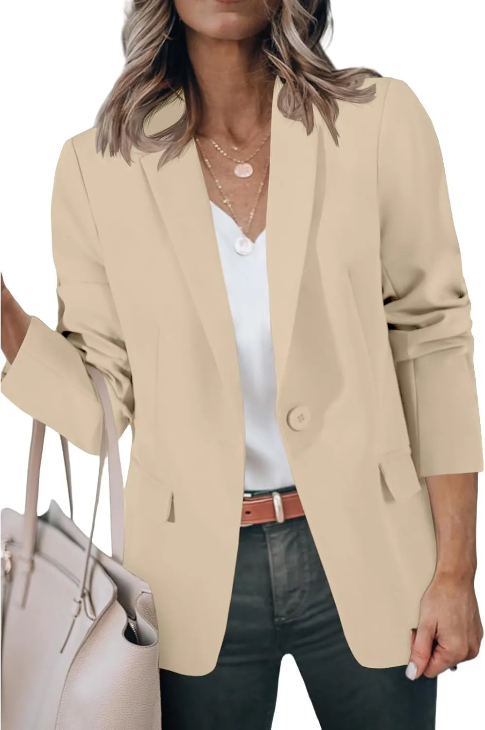 Blazers for Women Business Casual 2025 Trendy Work Suit Jackets Lightweight Elegant Lapel Long Sleeve Office Blazer