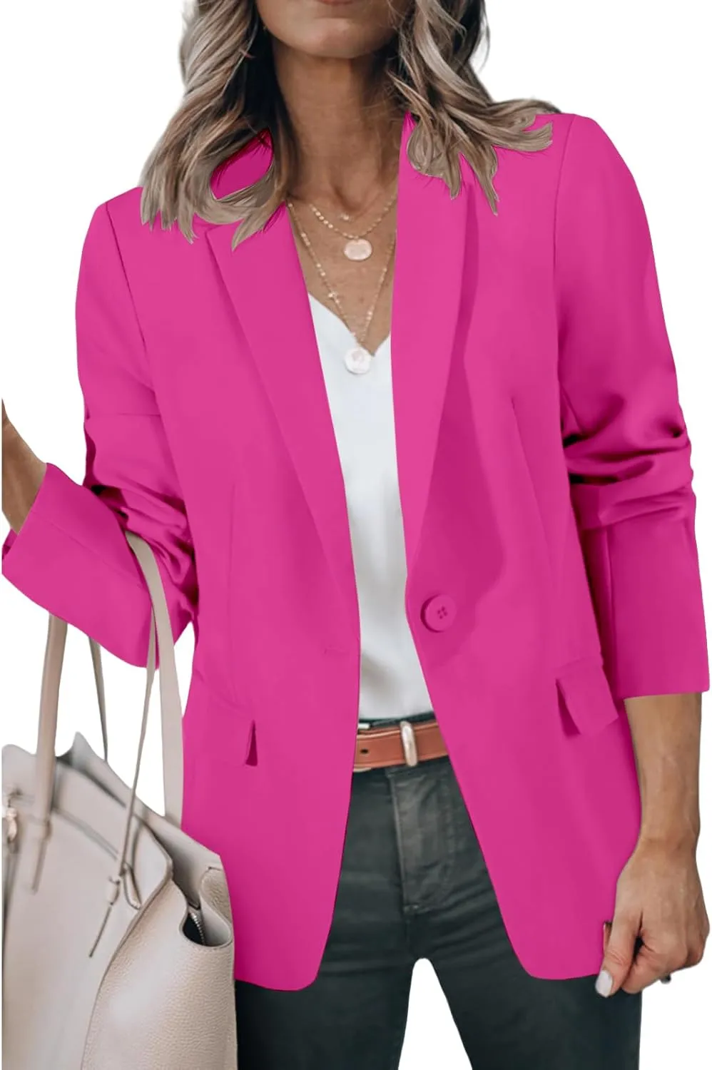 Blazers for Women Business Casual 2025 Trendy Work Suit Jackets Lightweight Elegant Lapel Long Sleeve Office Blazer