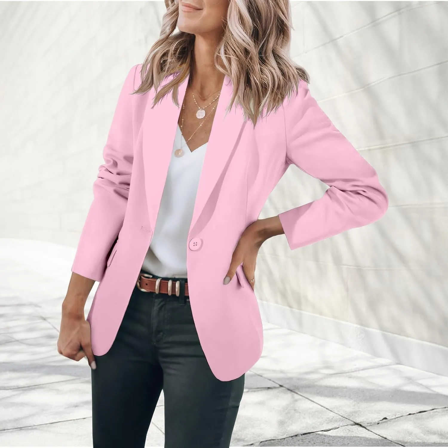 Blazers for Women Business Casual 2025 Trendy Work Suit Jackets Lightweight Elegant Lapel Long Sleeve Office Blazer