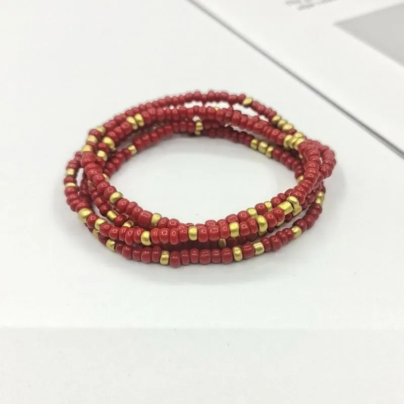 Bohemian Stackable Beaded Stretch Bracelets Elastic Seed Layered Stretch Bangle Bracelets Colorful Beach Surf Vaction Holiday Jewelry