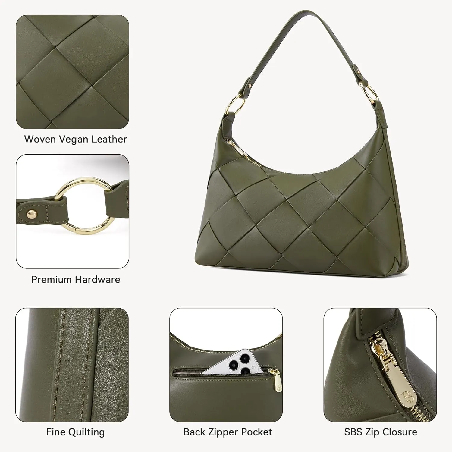 BOSTANTEN Woven Purses for Women Vegan Leather Hobo Bag Shoulder Handbags