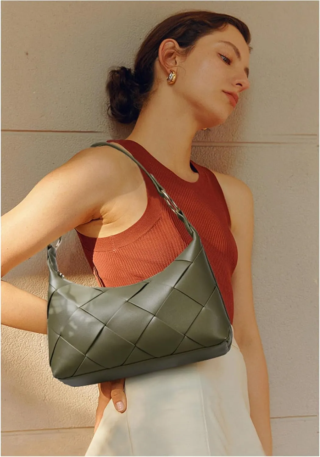 BOSTANTEN Woven Purses for Women Vegan Leather Hobo Bag Shoulder Handbags