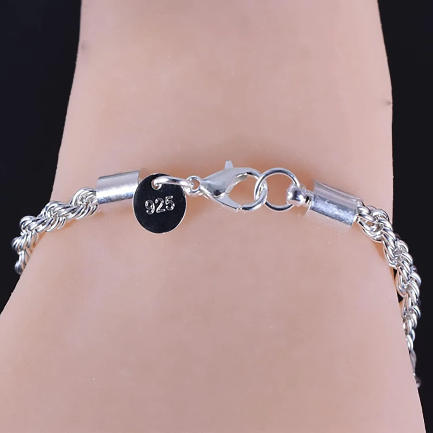 Bracelets braclets 925 Sterling Silver Bracelets Fashion Vintage Couples Hollow Wavy Design Bangles Party Jewelry Bangle