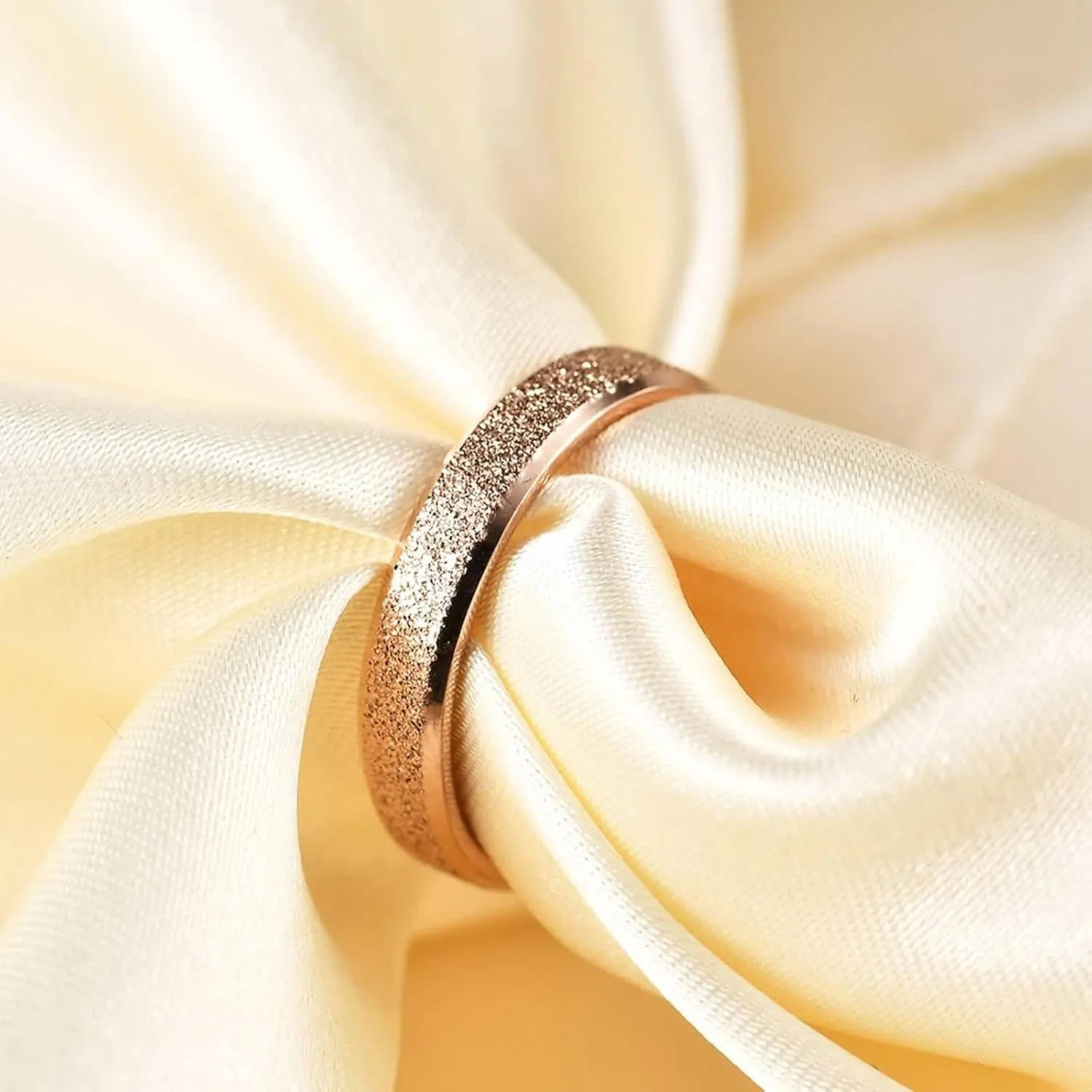 Bridal Rings, Ring Sets Women Frosted Vintage Engagement Rings Stainless Steel for Women