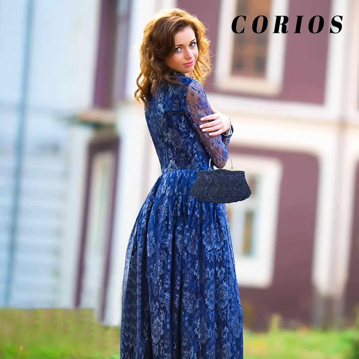Bridal Wedding Purse Fashion Shoulder Glitter Crossbody Evening Clutch for Women Vintage Beaded Sequin Handbag
