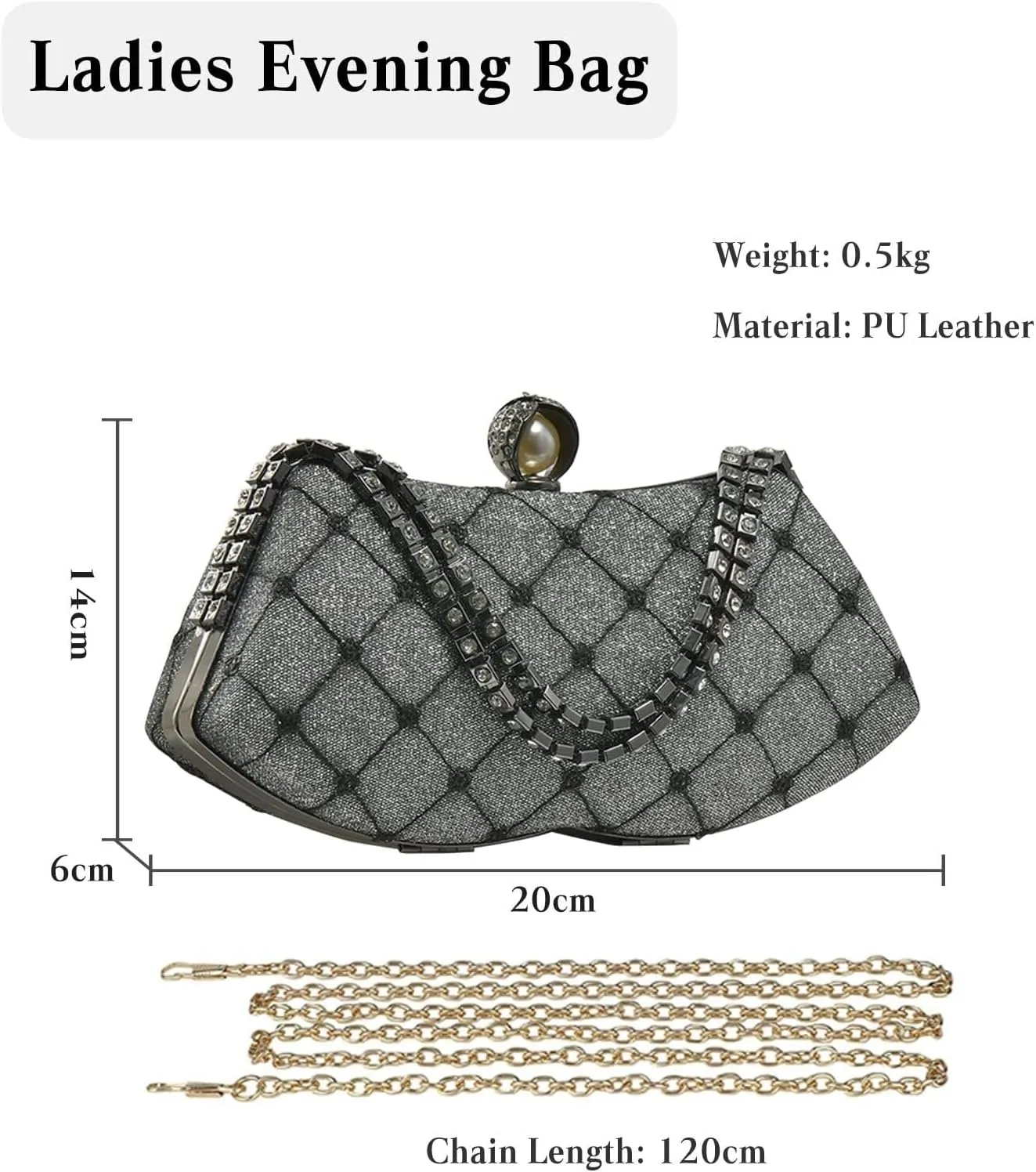 Bridal Wedding Purse Glitter Shoulder Crystal Crossbody Rhinestone Evening Sparkly Sequin Clutch for Women
