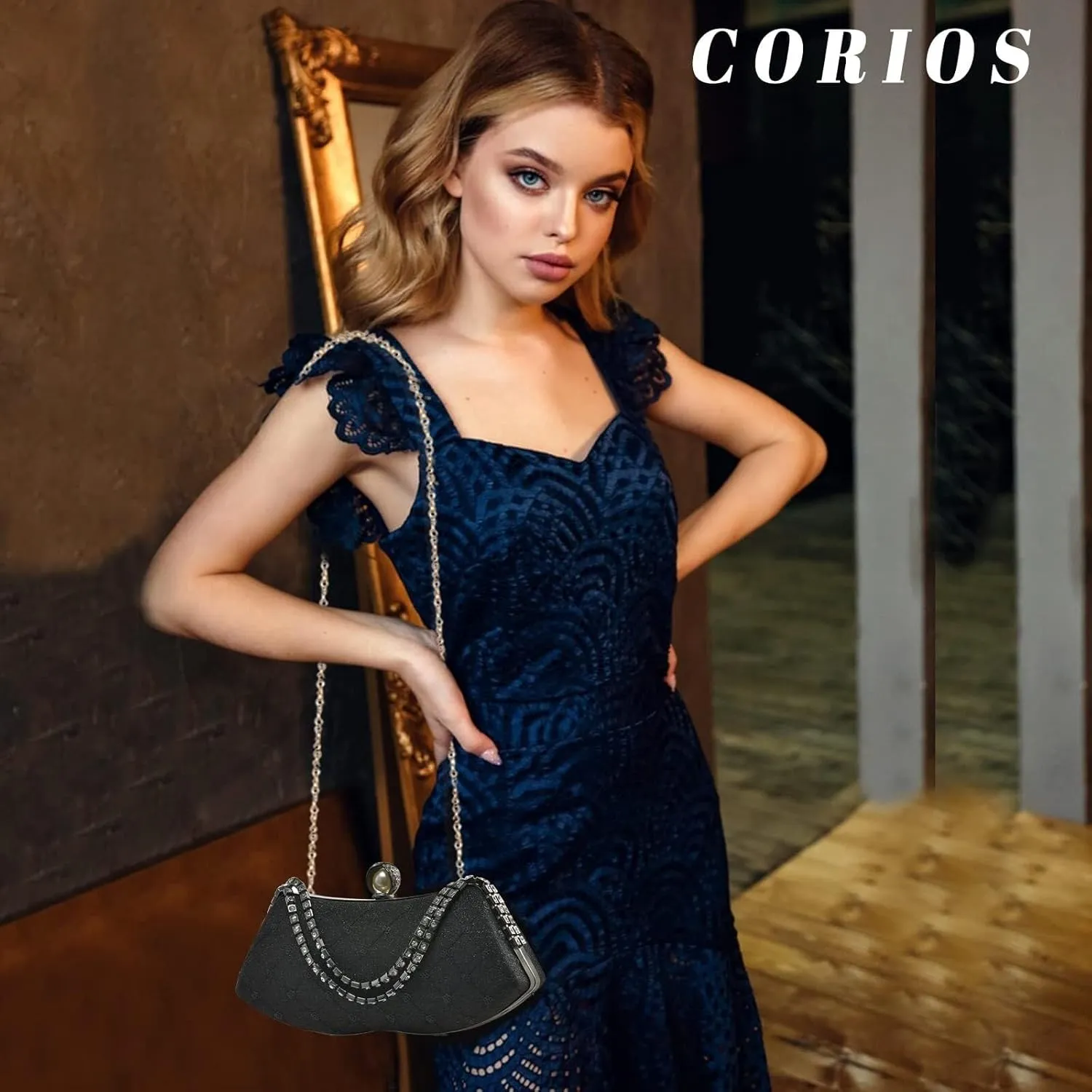 Bridal Wedding Purse Glitter Shoulder Crystal Crossbody Rhinestone Evening Sparkly Sequin Clutch for Women