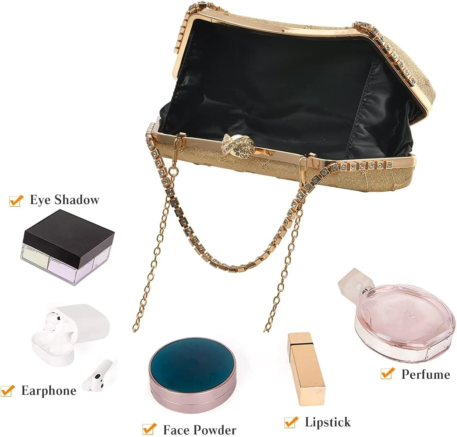 Bridal Wedding Purse Glitter Shoulder Crystal Crossbody Rhinestone Evening Sparkly Sequin Clutch for Women