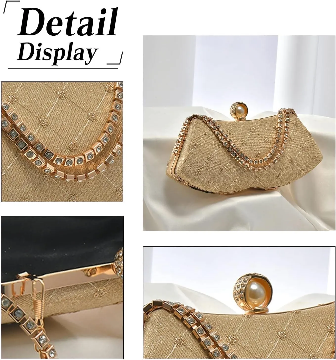Bridal Wedding Purse Glitter Shoulder Crystal Crossbody Rhinestone Evening Sparkly Sequin Clutch for Women