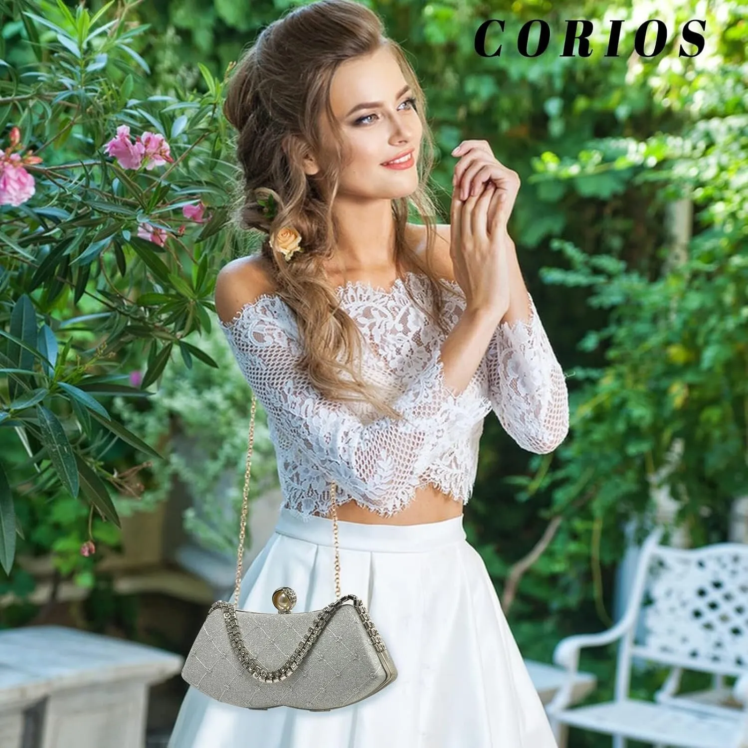 Bridal Wedding Purse Glitter Shoulder Crystal Crossbody Rhinestone Evening Sparkly Sequin Clutch for Women