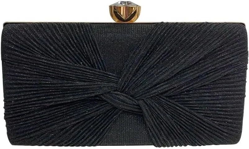 Bridal Wedding Purse Sparkly Rhinestone Handbag Glitter Crystal Shoulder Sequin Clutch Pleated Evening for Women