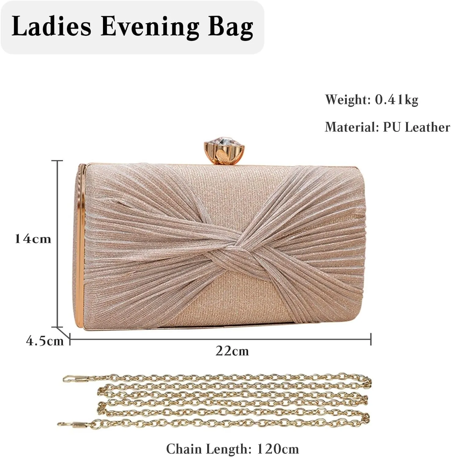 Bridal Wedding Purse Sparkly Rhinestone Handbag Glitter Crystal Shoulder Sequin Clutch Pleated Evening for Women