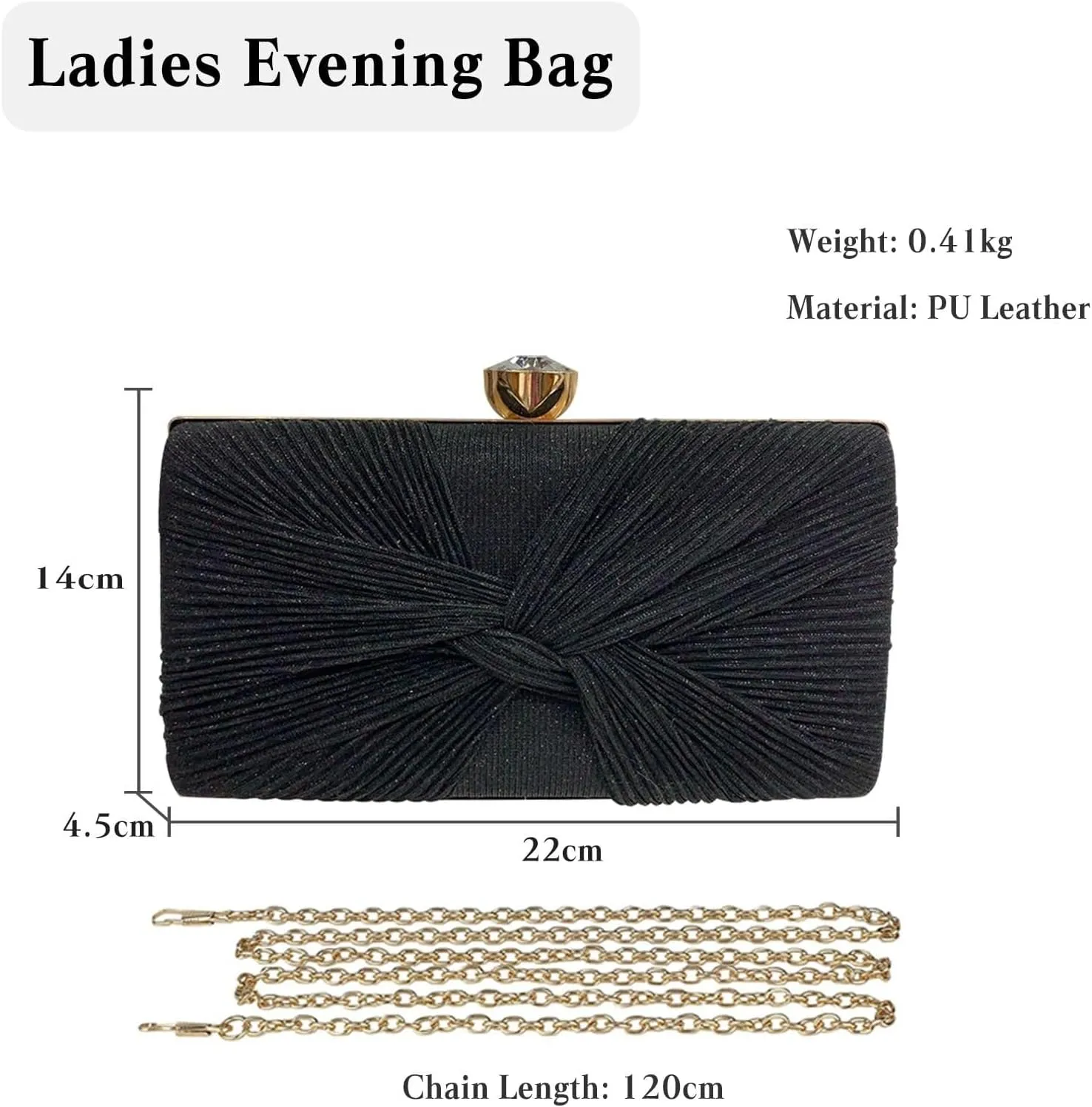 Bridal Wedding Purse Sparkly Rhinestone Handbag Glitter Crystal Shoulder Sequin Clutch Pleated Evening for Women