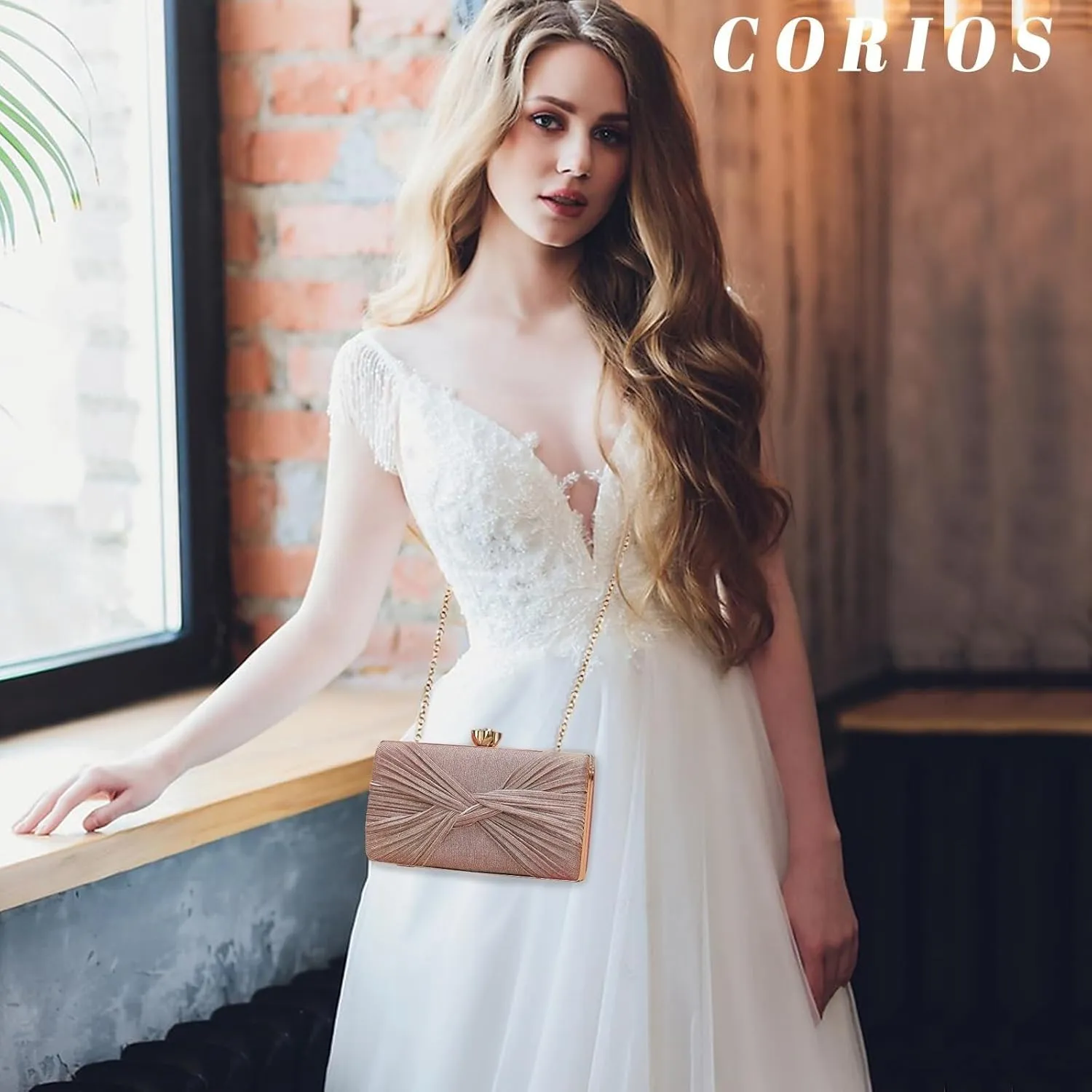 Bridal Wedding Purse Sparkly Rhinestone Handbag Glitter Crystal Shoulder Sequin Clutch Pleated Evening for Women