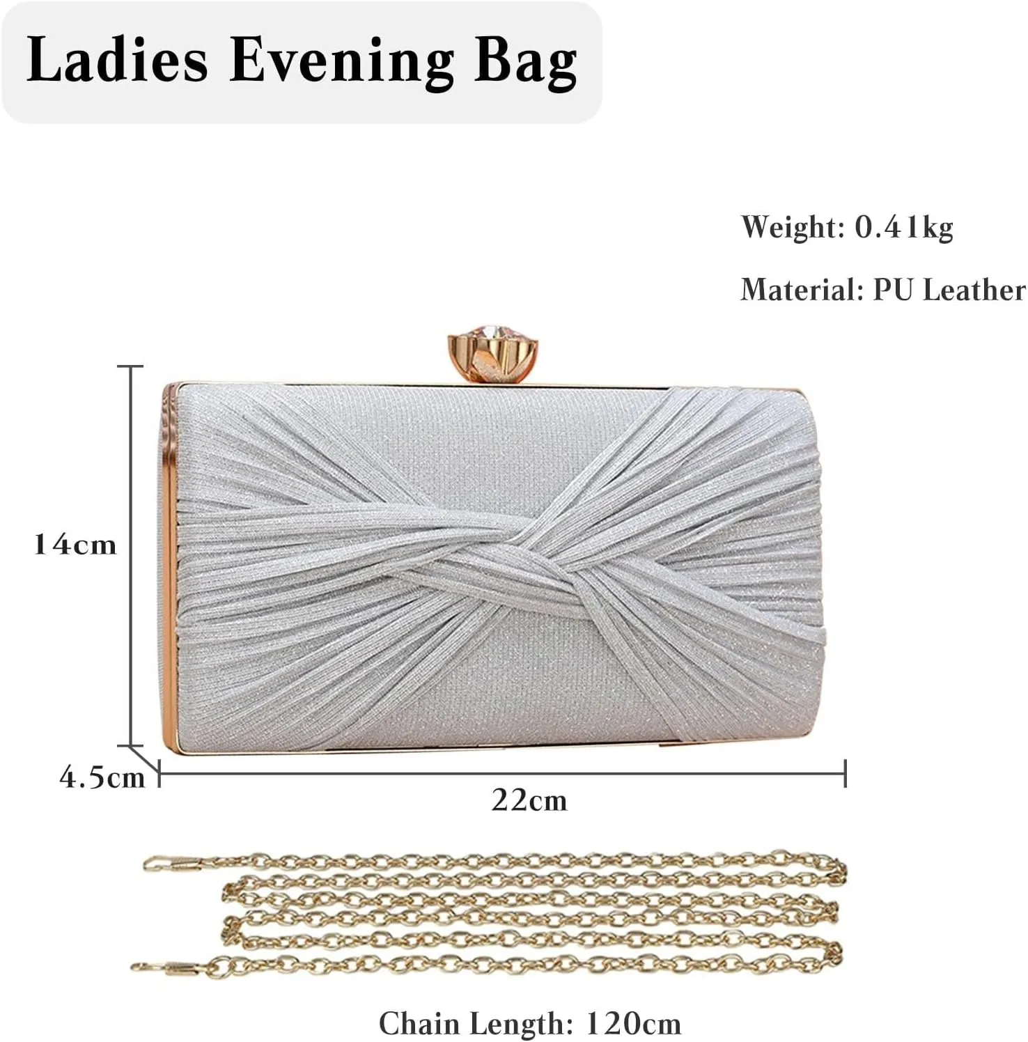 Bridal Wedding Purse Sparkly Rhinestone Handbag Glitter Crystal Shoulder Sequin Clutch Pleated Evening for Women