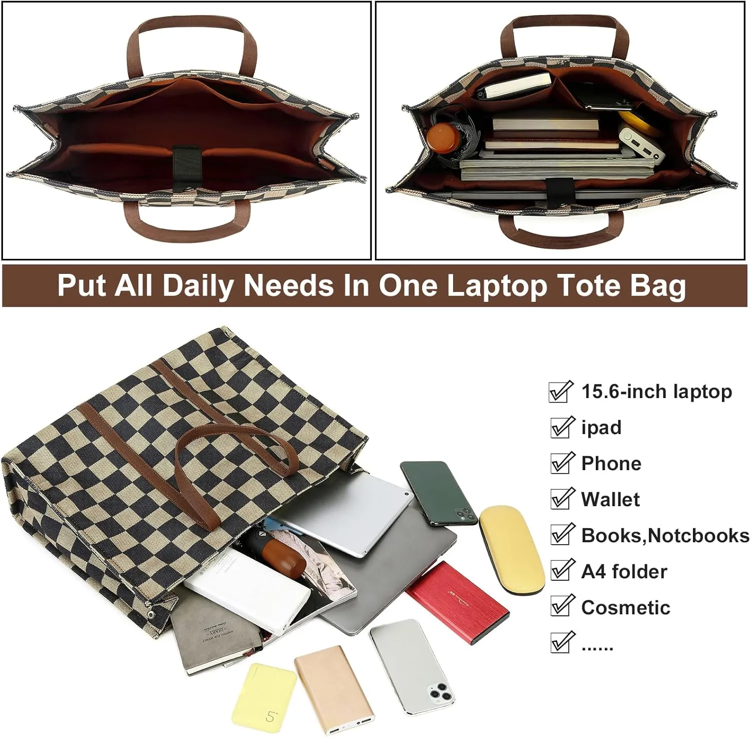 BTOOP Tote Bag for Women Work Teacher Tote Bag 15.6 inch Laptop Shoulder Bags Handbag Office Briefcase with Clutch Purse