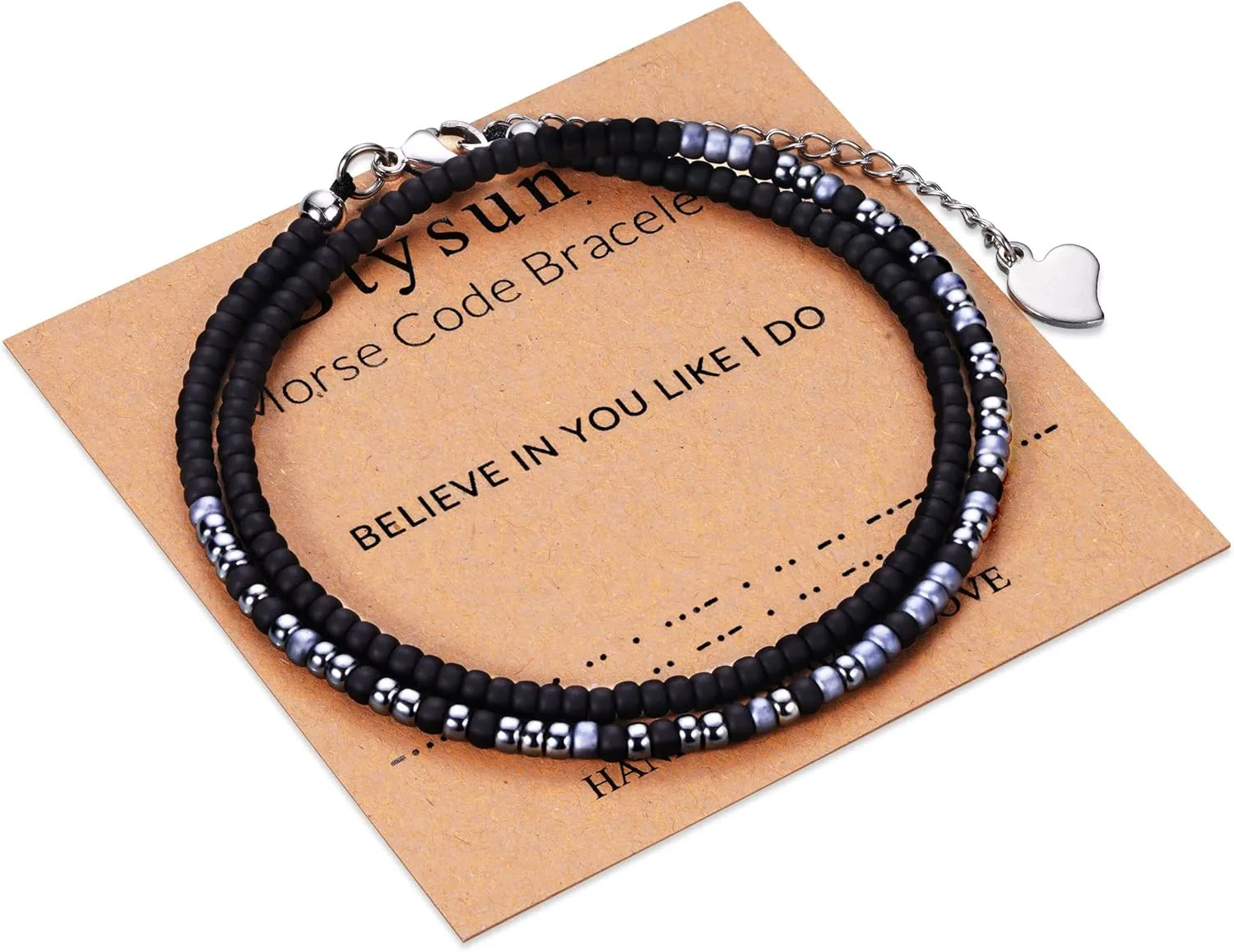 Btysun Inspirational Morse Code Bracelets for Women Men Teen Girl Gifts Best Friend Birthday Gifts for Him Her Adjustable Layered Secret Message Sister Bff Girfriend Sister Christmas Jewelry