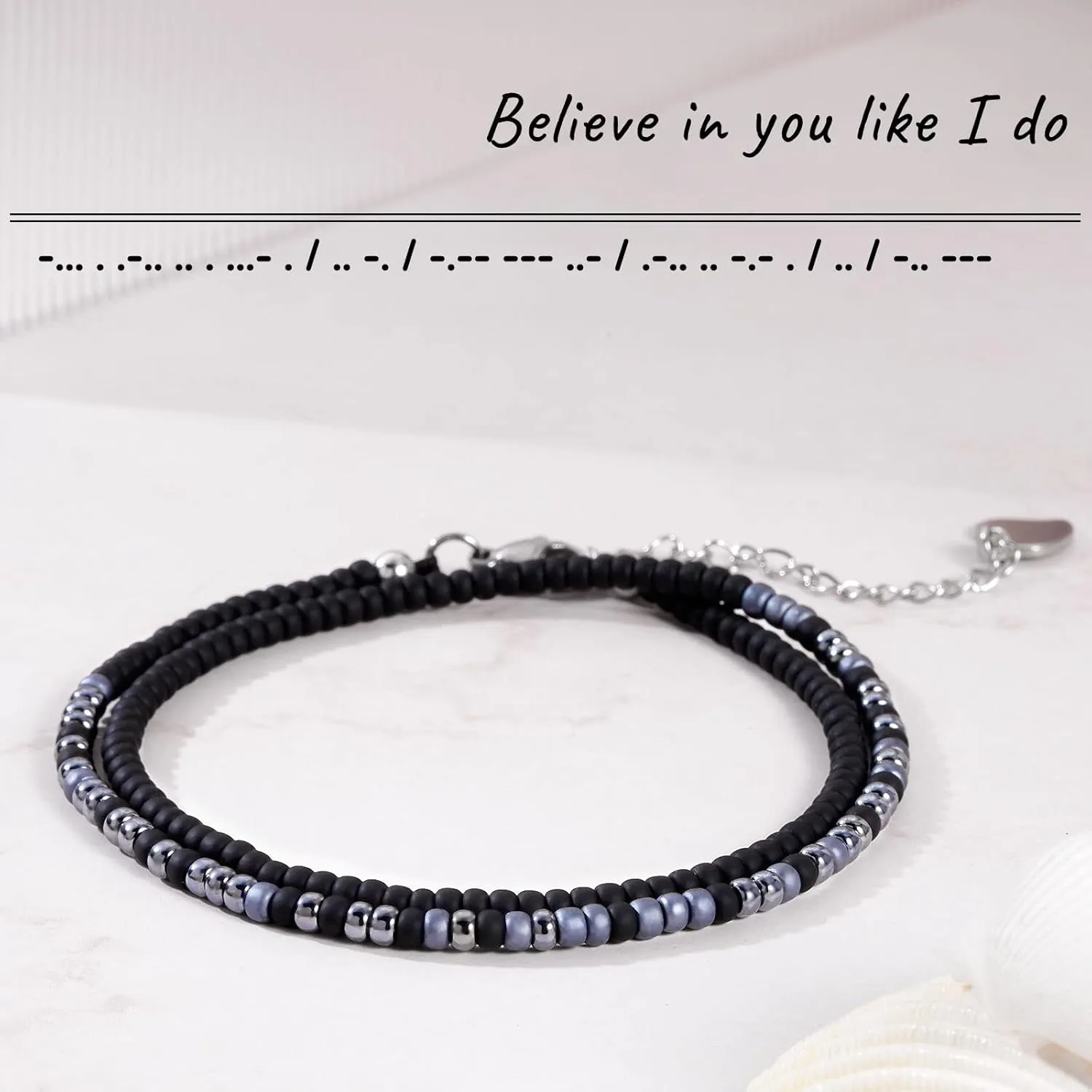 Btysun Inspirational Morse Code Bracelets for Women Men Teen Girl Gifts Best Friend Birthday Gifts for Him Her Adjustable Layered Secret Message Sister Bff Girfriend Sister Christmas Jewelry